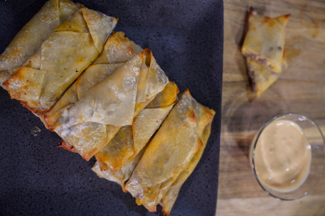 Elk Cheeseburger Egg Rolls