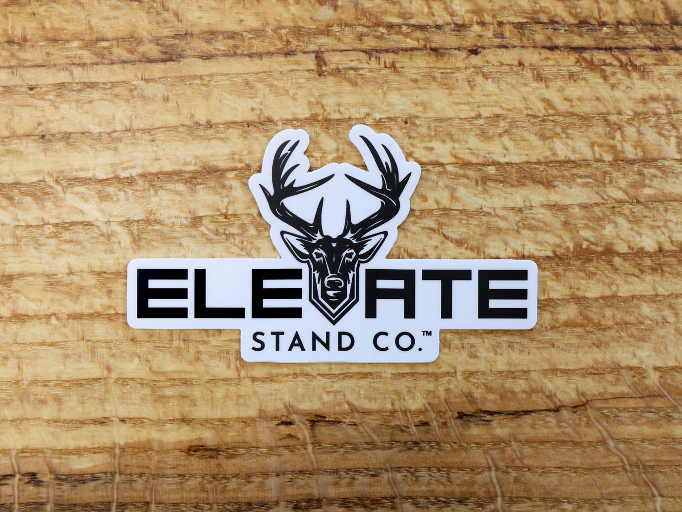 White Elevate Deer Logo Sticker